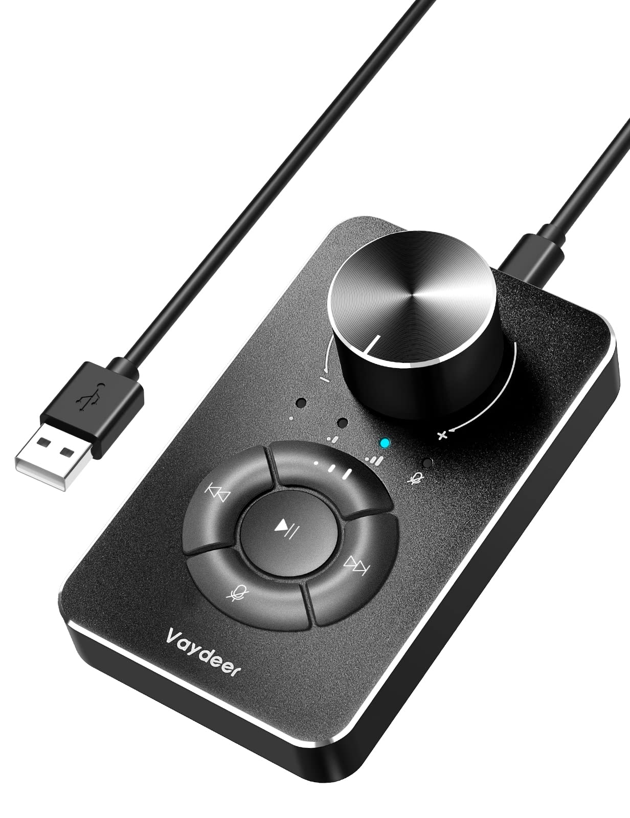 Vaydeer USB C Multimedia Controller Knob with Mic-Mute Function & Volume Limiter - Compatible with Windows 7/8/10/11 & Mac OS - Perfect for Podcasting, Streaming & Online Meetings