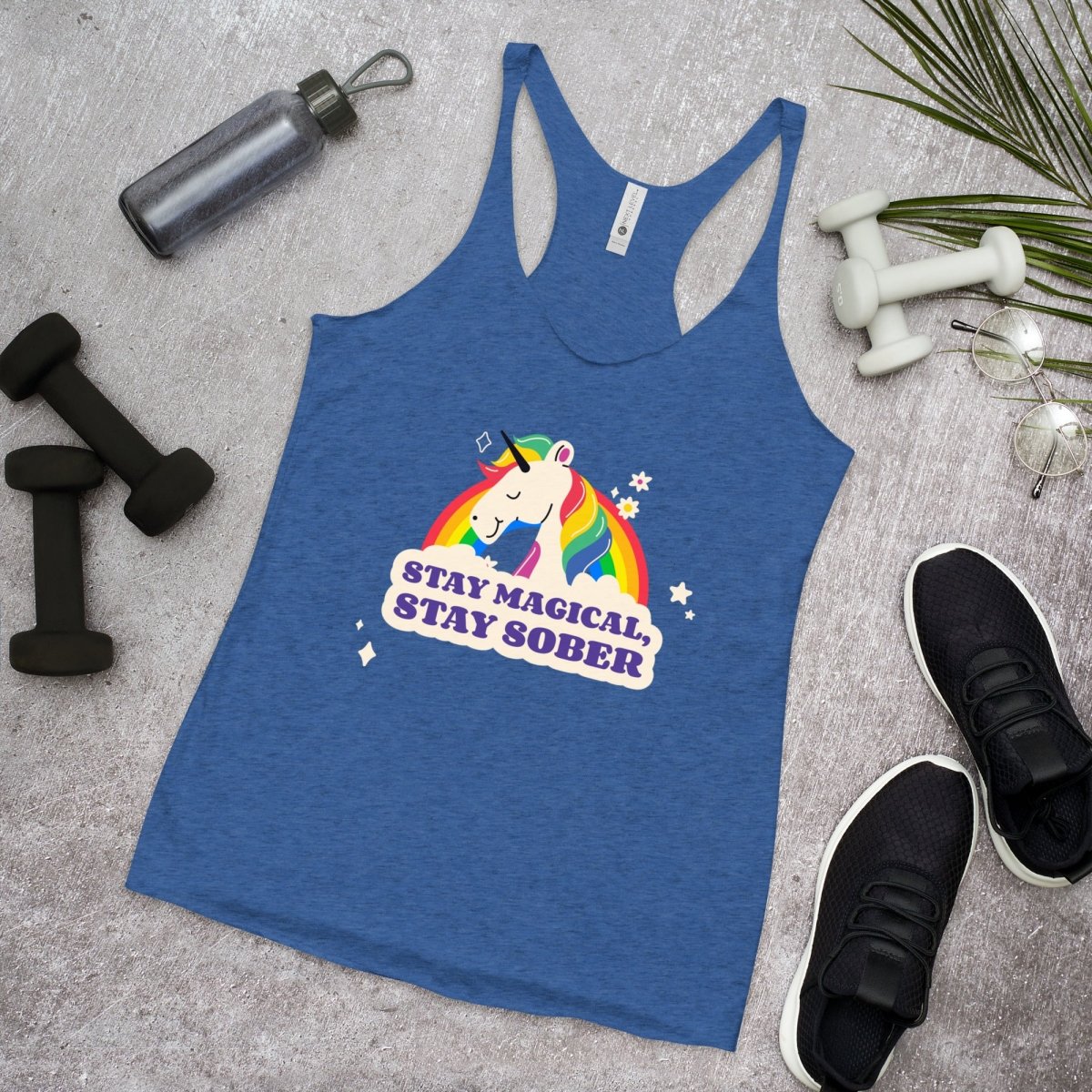 Stay Magical Stay Sober Women's Racerback Tank Top - Comfortable Workout & Yoga Apparel for Fitness & Casual Wear