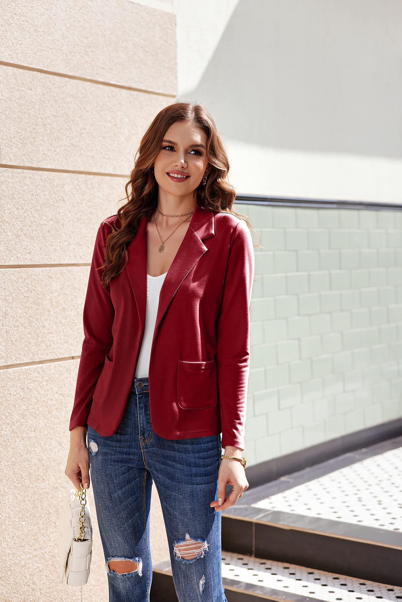 Women's Lightweight Cotton Blazer - Open Front Work Office Jacket with Pockets | Professional Business Attire for Office, Meetings & Formal Events