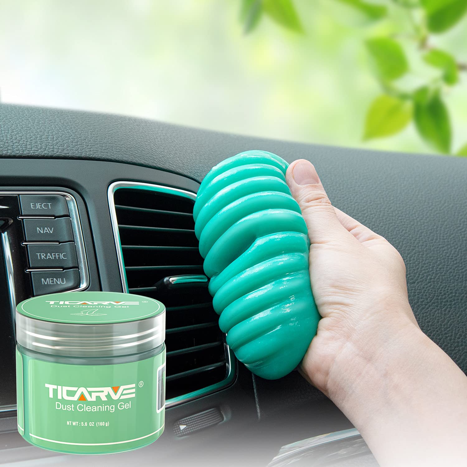 TICARVE Car Cleaning Gel - Auto Detailing Putty for Interior, Vents & Hard-to-Reach Areas - Eco-Friendly Green Car Detailing Kit - Perfect for Dashboard, Cup Holders & Air Vent Cleaning