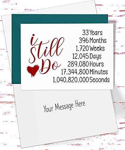 33rd Anniversary Card - Romantic 'I Still Do' Greeting Card for Husband or Wife - Perfect for 33 Year Wedding Anniversary Gifts & Celebrations