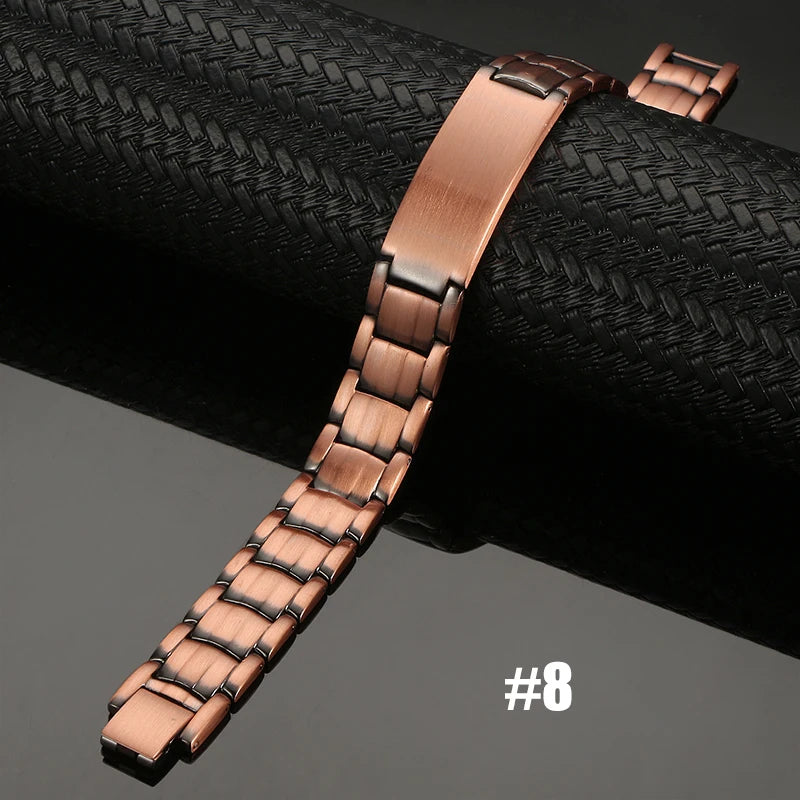 Men's Magnetic Health Bracelet - Pure Copper Energy Bracelet with Blood Pressure Magnets | Pain Relief & Improved Circulation | Perfect for Fitness, Work & Daily Wear