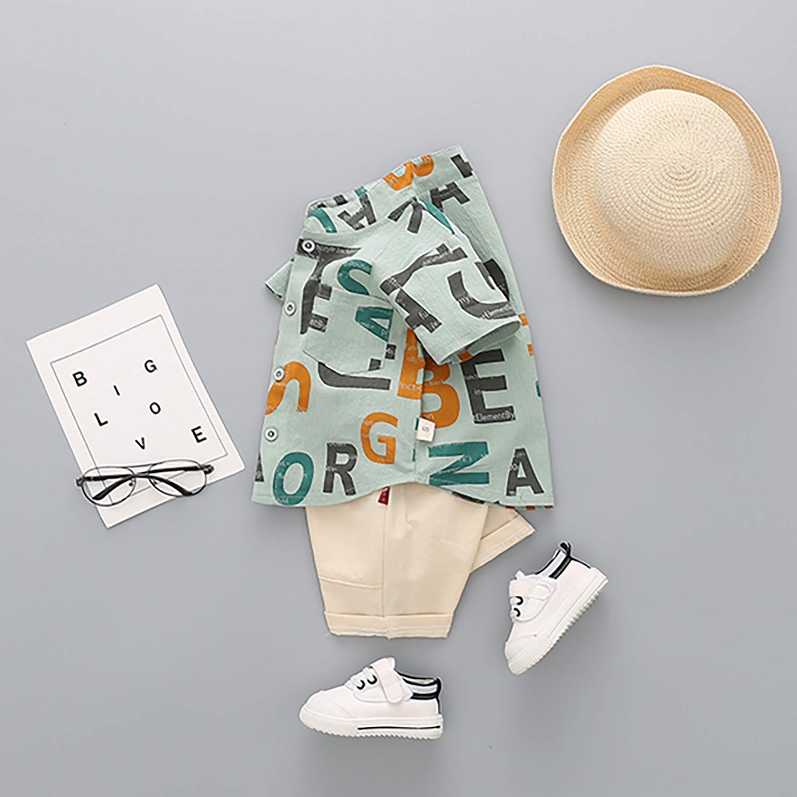 Baby Boy Summer Outfit Set - Cute Alphabet Shirt & Shorts for Toddlers & Infants | Soft Cotton Kids Clothes for Playtime, Beach & Summer Activities