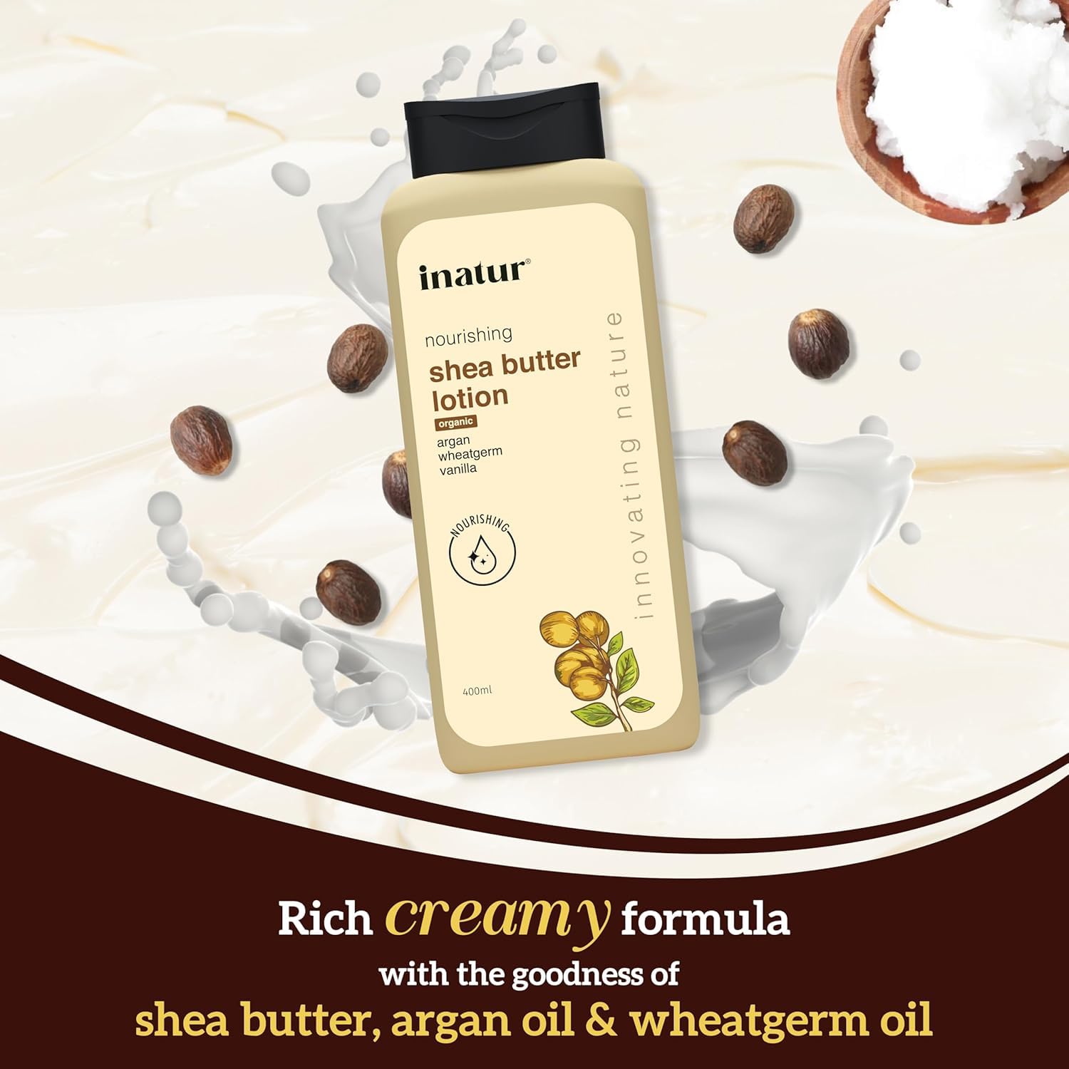Organic Shea Butter Body Lotion 400ml - Deep Moisturizing Cream for Dry Skin | Natural Scar & Blemish Reducer | Face & Body Hydration | Vegan, Chemical-Free Skincare | Perfect for Daily Use, After Shower & Winter Care