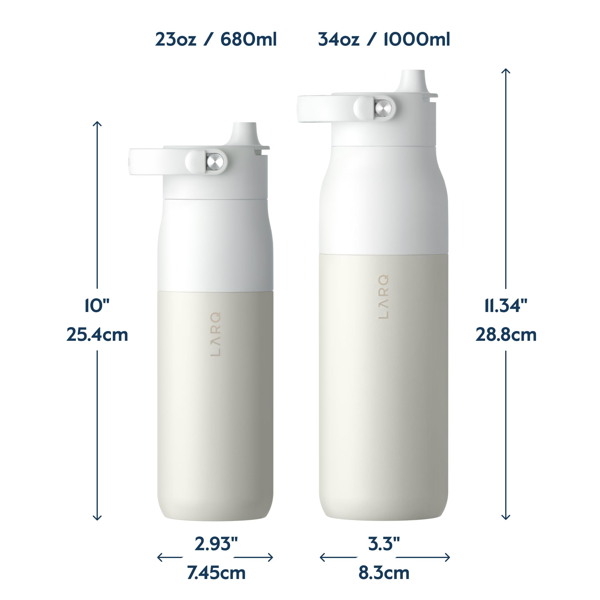 LARQ Bottle PureVis 2 - Self-Cleaning UV Water Purifier with Hydration Tracking App, Filter Straw & Detachable Handle | 24hr Double-Wall Insulated Stainless Steel Water Bottle for Hiking, Gym & Travel