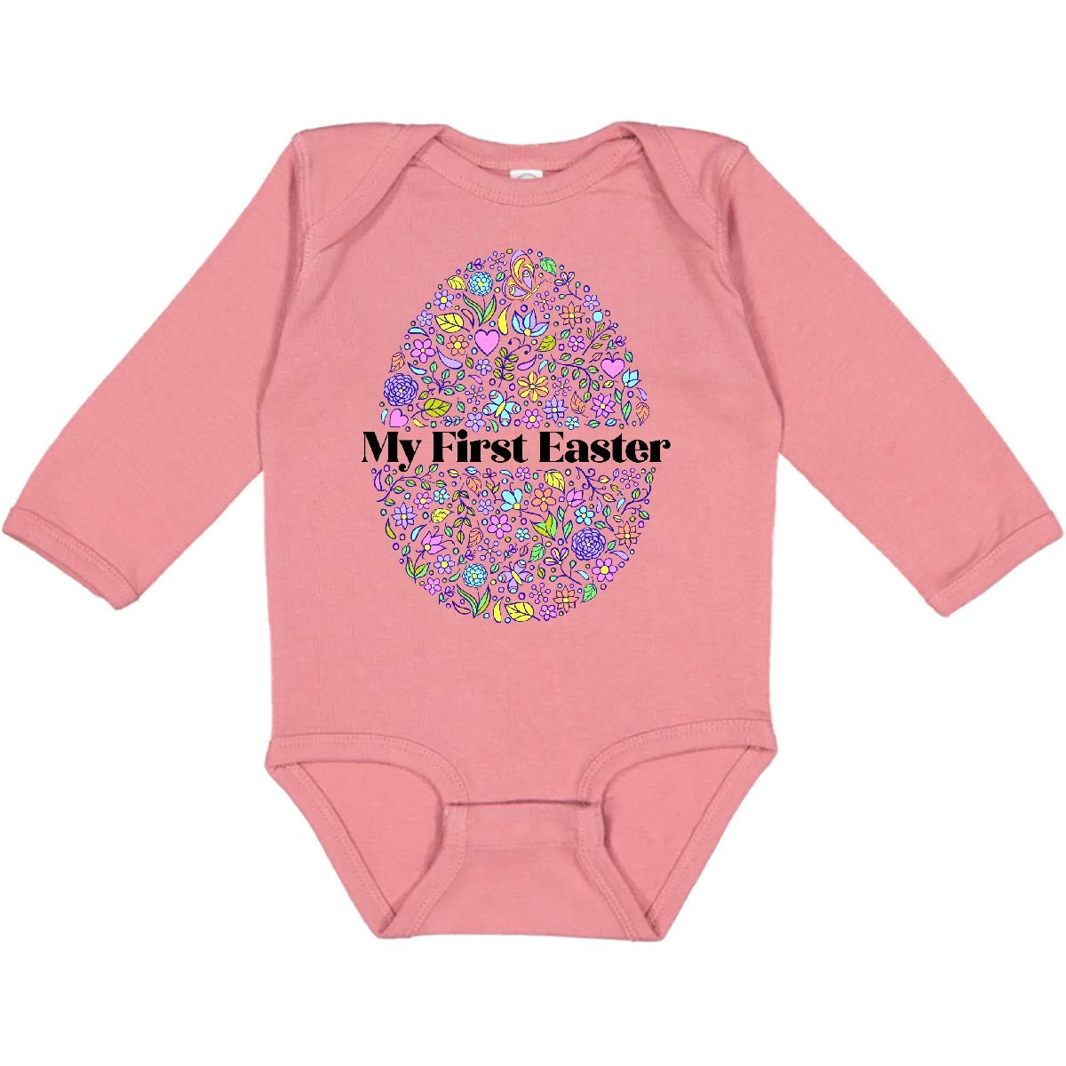 Inktastic My First Easter Egg Outfit for Girls - Long Sleeve Baby Bodysuit Creeper - Easter Photo Shoot, Church, Family Gathering, Spring Celebration