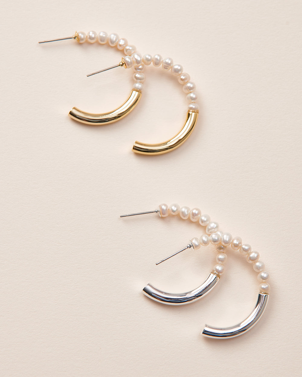 Faye Pearl Hoop Earrings for Women - 14K Gold Plated Dainty Circle Earrings with Freshwater Pearls - Perfect for Wedding, Party & Everyday Wear