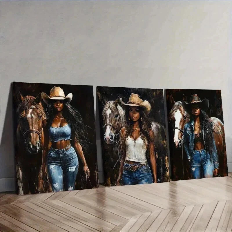 3-Piece Canvas Wall Art Set - Beautiful Girl in Jeans Framed Print 50x70cm | High Quality Australian Made | Ready to Hang | Perfect for Living Room, Bedroom & Office Decor