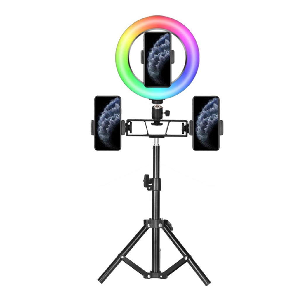 QFFL Dimmable LED Ring Light with 15 Light Modes, Telescopic Folding Tripod Stand & Phone Holder for Streaming, Makeup, Photography - 31-50cm Adjustable Size (33CM) - Perfect for YouTube Videos, TikTok Live, Beauty Tutorials and Home Studio Lighting