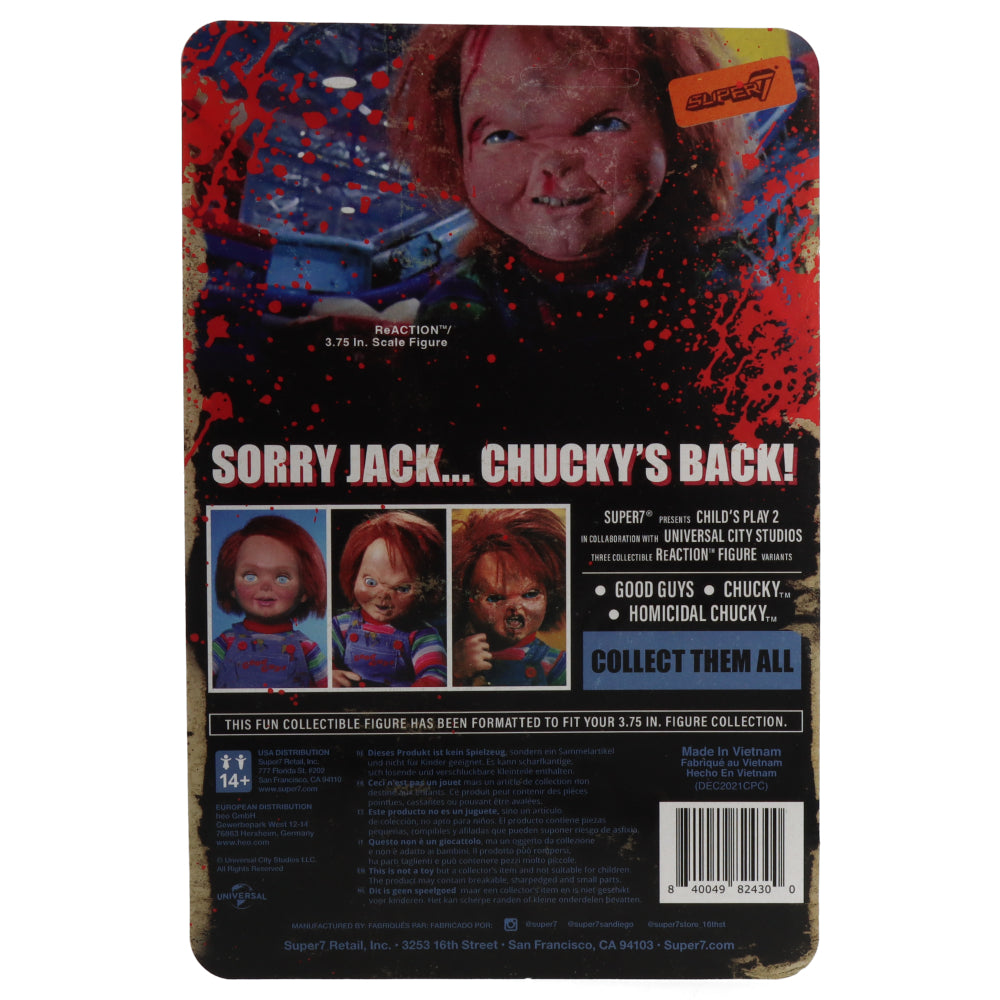 Chucky Blood Splatter ReAction Figure - Horror Movie Collectible for Halloween & Scary Decor