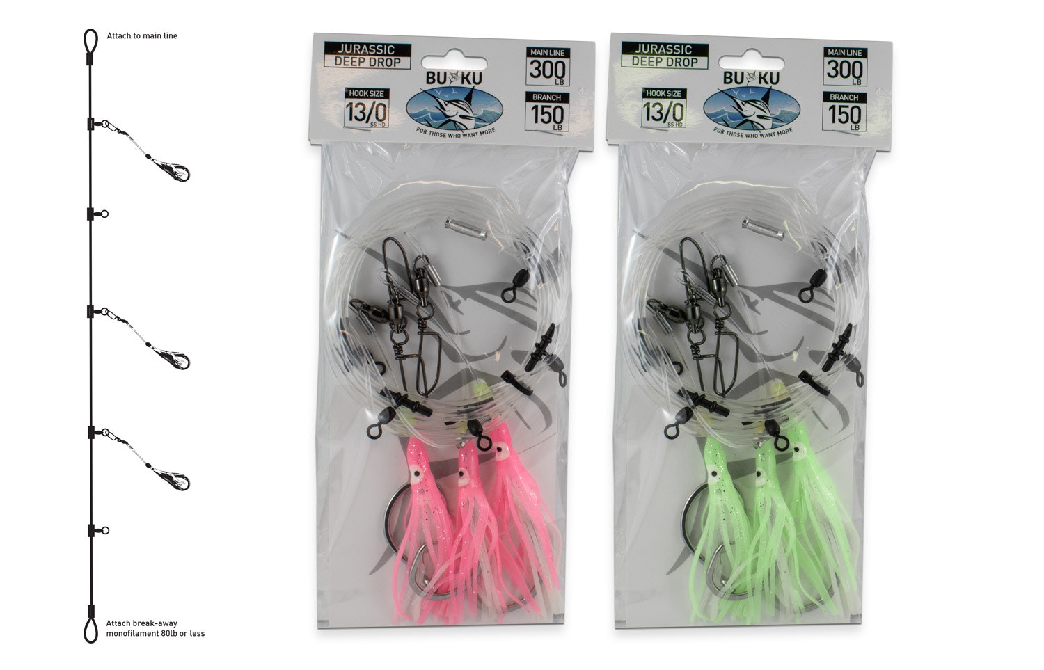 Jurassic Deep Drop Fishing Rigs - Heavy Duty Saltwater Fishing Gear for Offshore & Deep Sea Angling - Perfect for Catching Grouper, Snapper & Bottom Fish