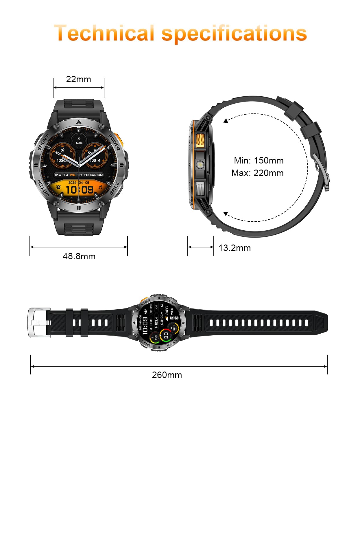 FILIEKEU Men's Smartwatch with Bluetooth Calls, Heart Rate & Sleep Monitor, IP67 Waterproof Fitness Tracker - Brown Leather Strap for Android & iOS - Perfect for Workouts, Running & Daily Activity Tracking