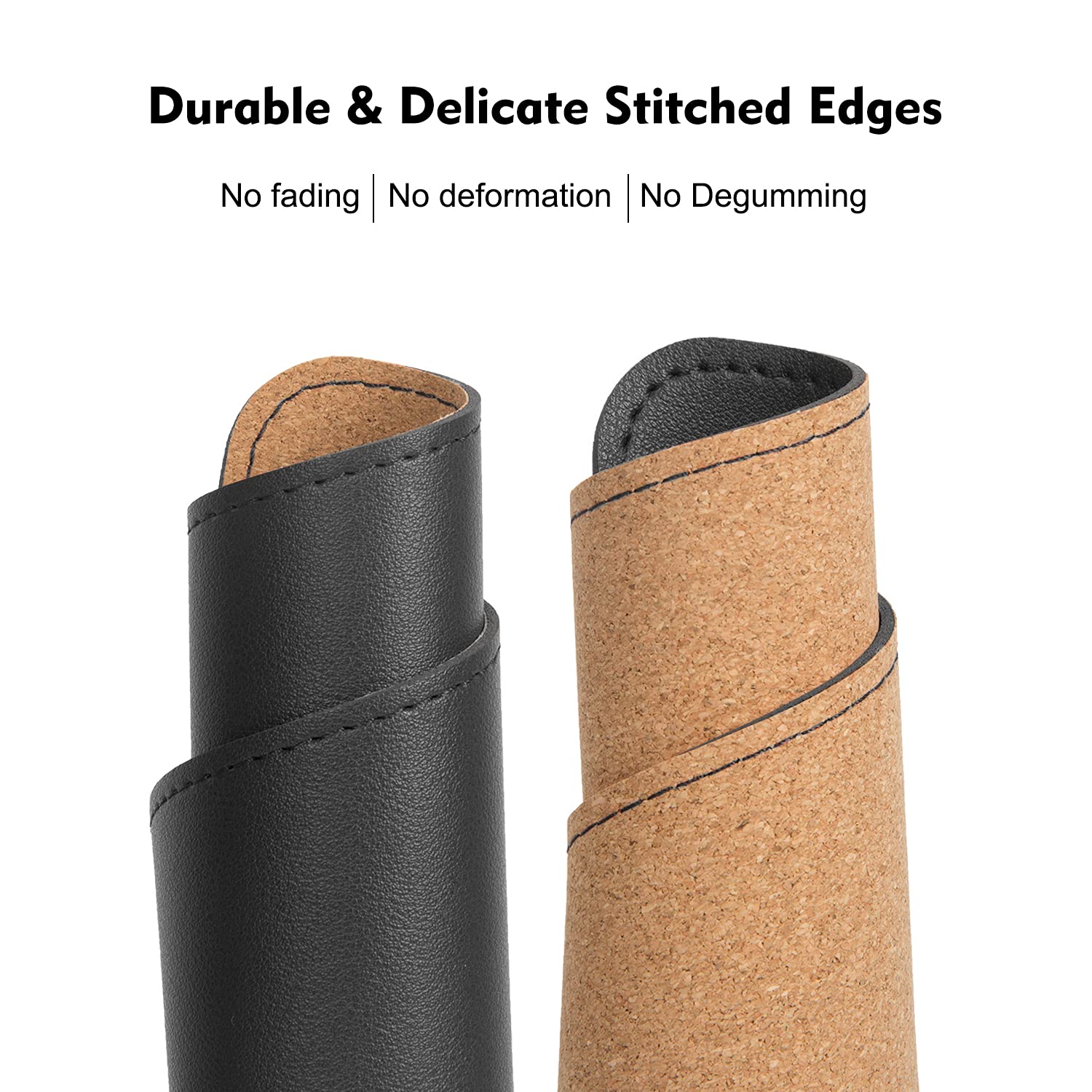 Premium Leather & Wood Double-Sided Mouse Pad with Stitched Edges - Non-Slip Desk Mat with Built-in Coaster for Laptop, PC, Office & Home Use (8x11 Inches, Black) - Ideal for Workstations, Gaming Setups & Home Offices