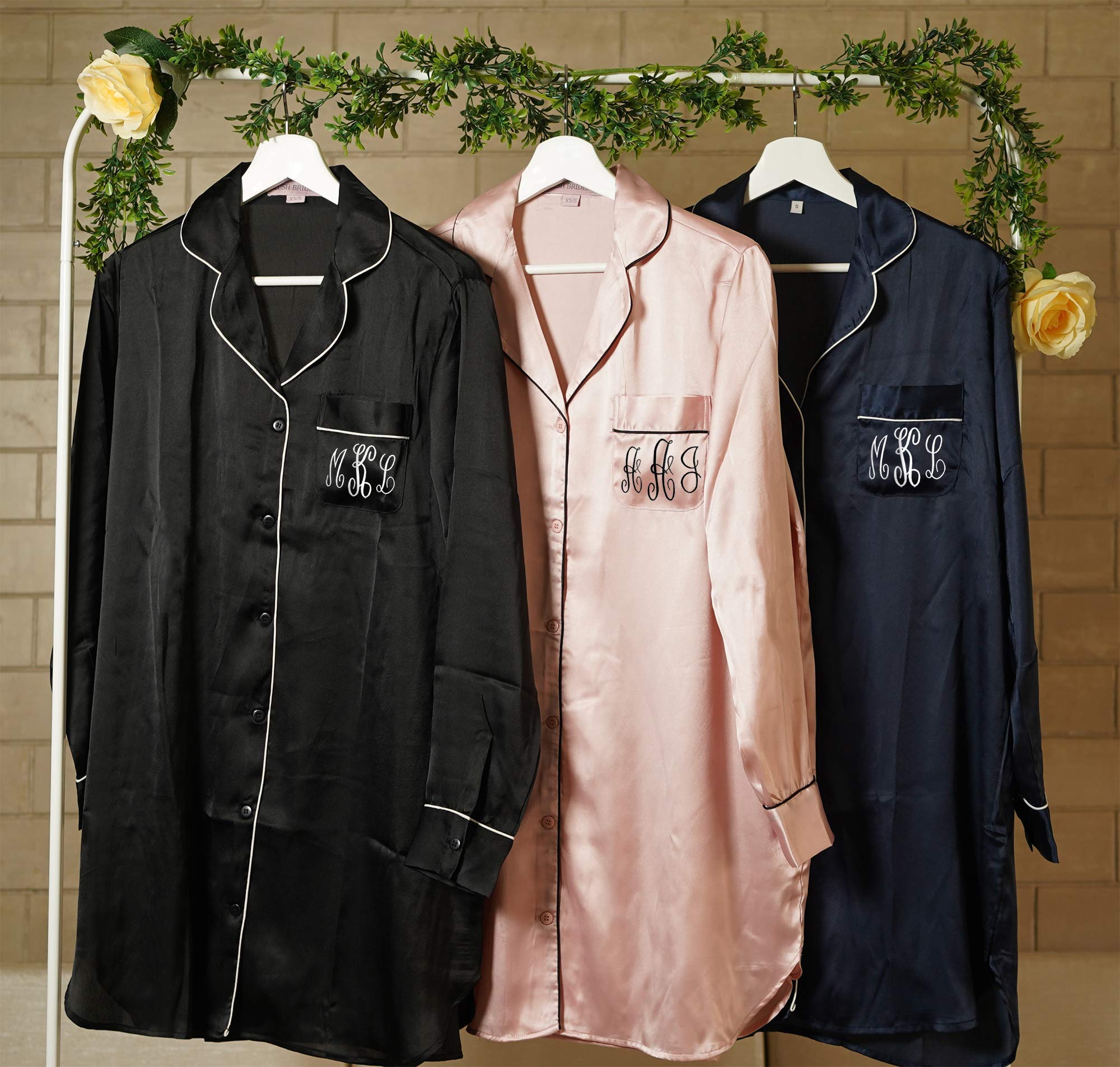 Customized Satin Sleep Shirts for Women - Bridesmaid & Bridal Party Gifts (XS-3XL) - Perfect for Bachelorette Parties, Wedding Showers & Cozy Nights