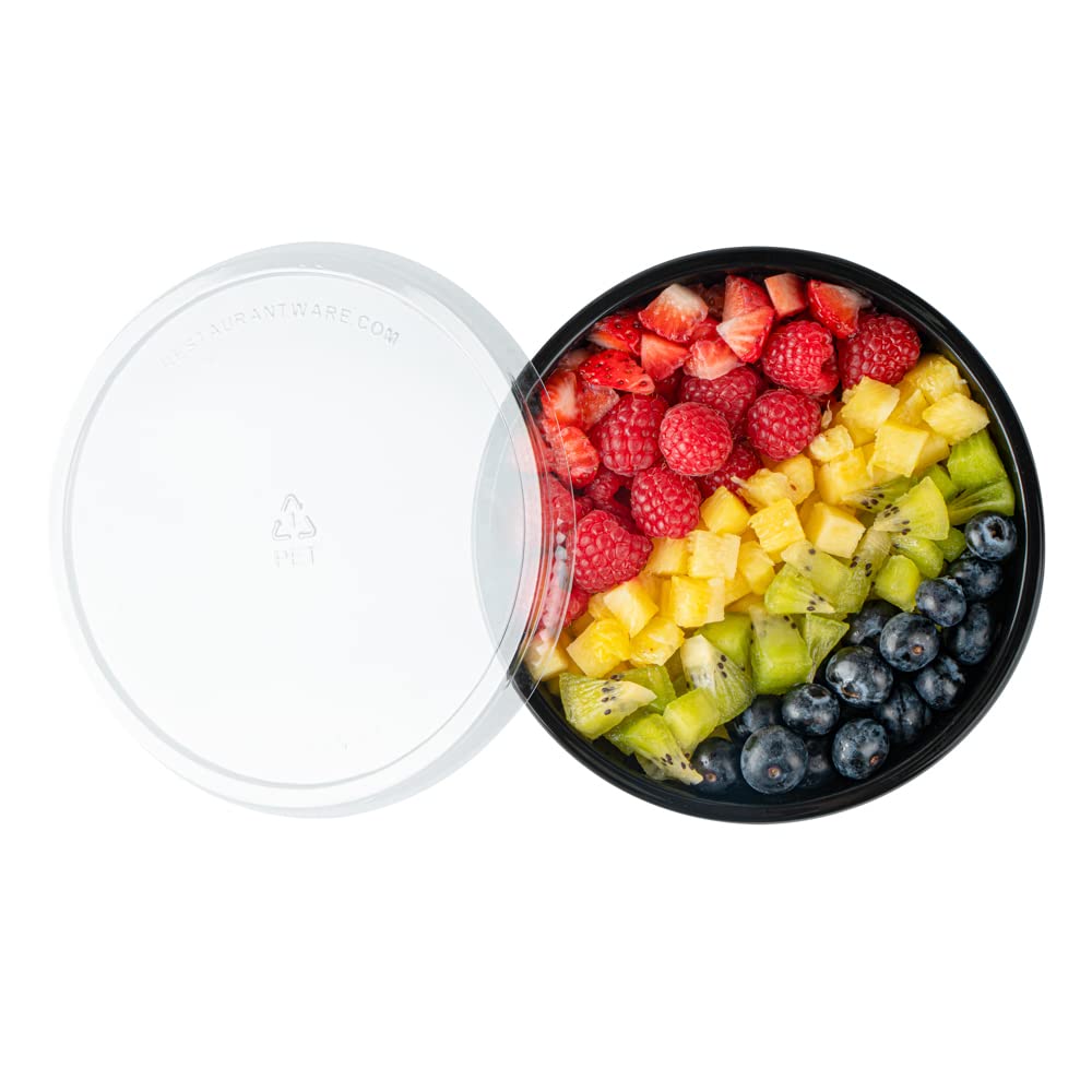 200-Pack 18oz Recyclable Plastic Salad Bowls - Disposable Black Restaurantware for Pasta, Salads, Takeout | BPA-Free, Eco-Friendly Food Containers for Catering, Parties & Meal Prep