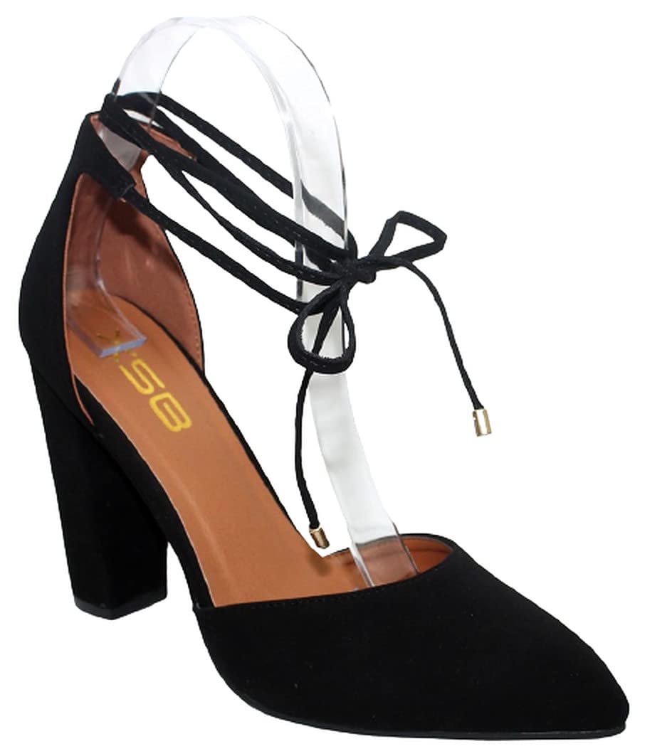 X2B Women's Block Heel Pointed Toe Pumps - Comfortable Office Work Shoes & Party Dress High Heels for Women