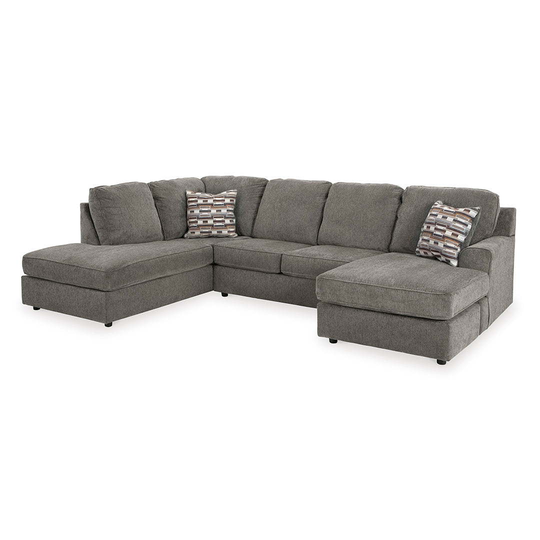 Ophannon Sectional Sofa with Chaise Lounge in Putty - Perfect for Living Room, Family Room & Home Theater Comfort