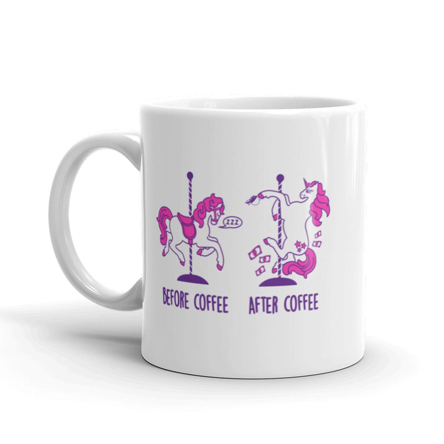 Funny Unicorn Coffee Mug - 11oz Ceramic Cup with Before & After Coffee Design - Perfect for Gifts, Office Use & Mythical Creature Lovers