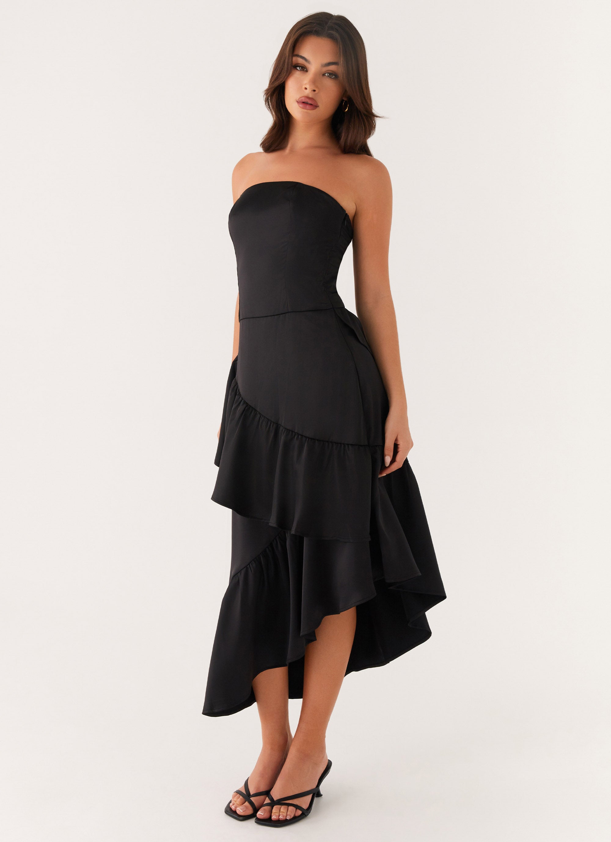 Beatrice Midi Dress for Women - Elegant Black Flowy Dress for Casual & Party Wear | Perfect for Date Night, Office & Special Occasions