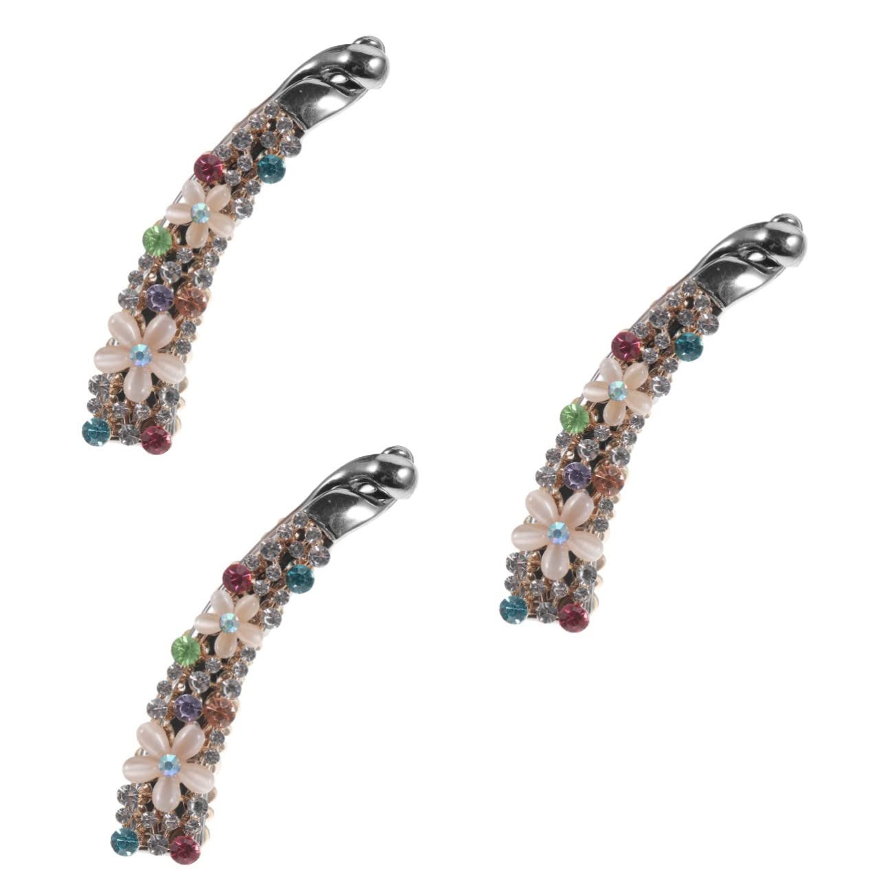 Minkissy 3pcs White Rhinestone Hair Clips - Vintage Opal Hair Accessories for Thick Hair, Large Banana Clips for Styling & Updos - Perfect for Weddings, Parties & Everyday Glam