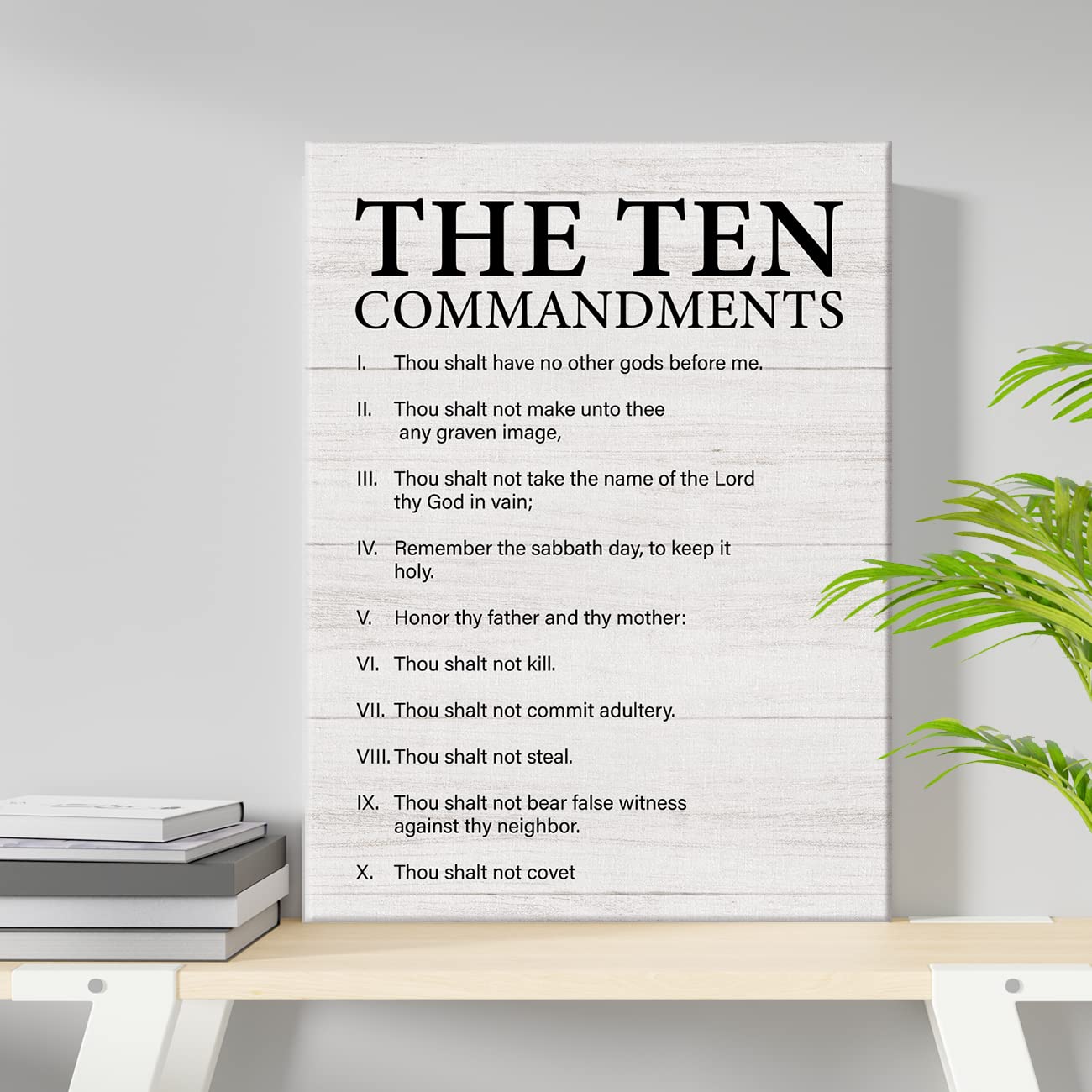 10 Commandments Canvas Wall Art - Christian Home & Office Decor - Wooden Framed 11.5x15