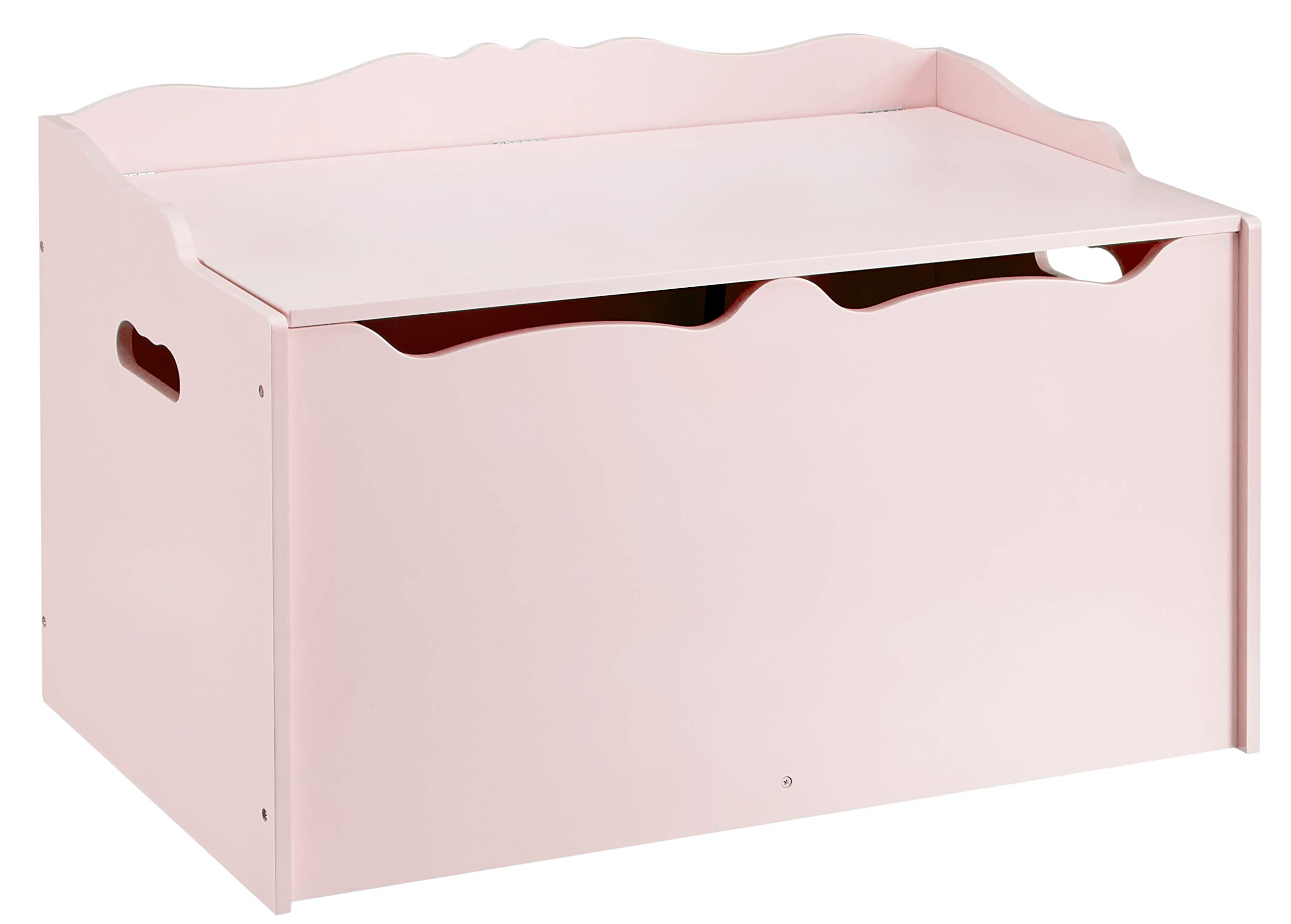 Amazon Basics Kids Toy Storage Box - Wooden Organizer Chest with Lid, Pink (30