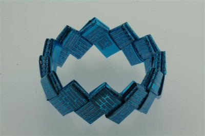 Eco-Friendly Recycled Bracelet - Small Size, Blue Text - Perfect for Casual Wear & Sustainable Fashion Gifts