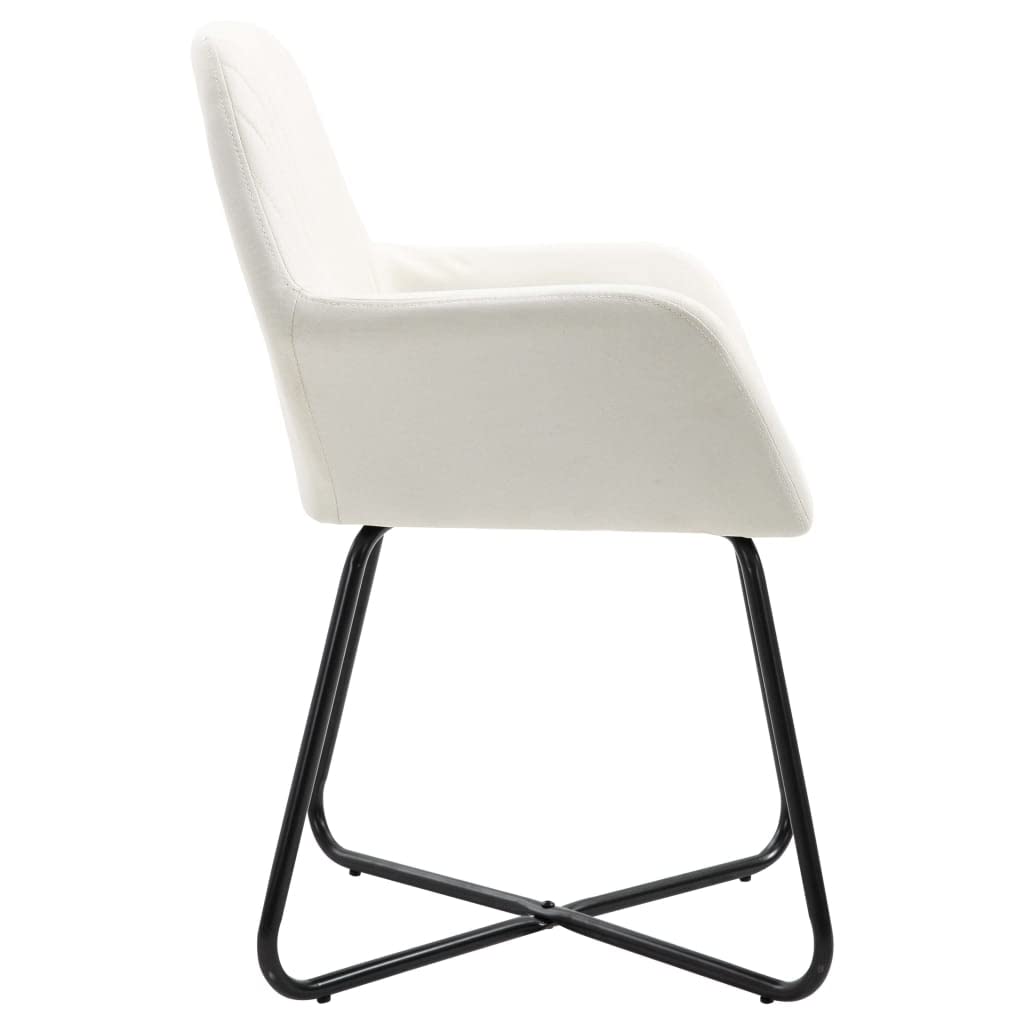 SKM Modern Dining Chairs Set of 2 - Cream Fabric Upholstered Kitchen Chairs with Sturdy Metal Legs - Perfect for Dining Room, Kitchen, Breakfast Nook and Small Spaces