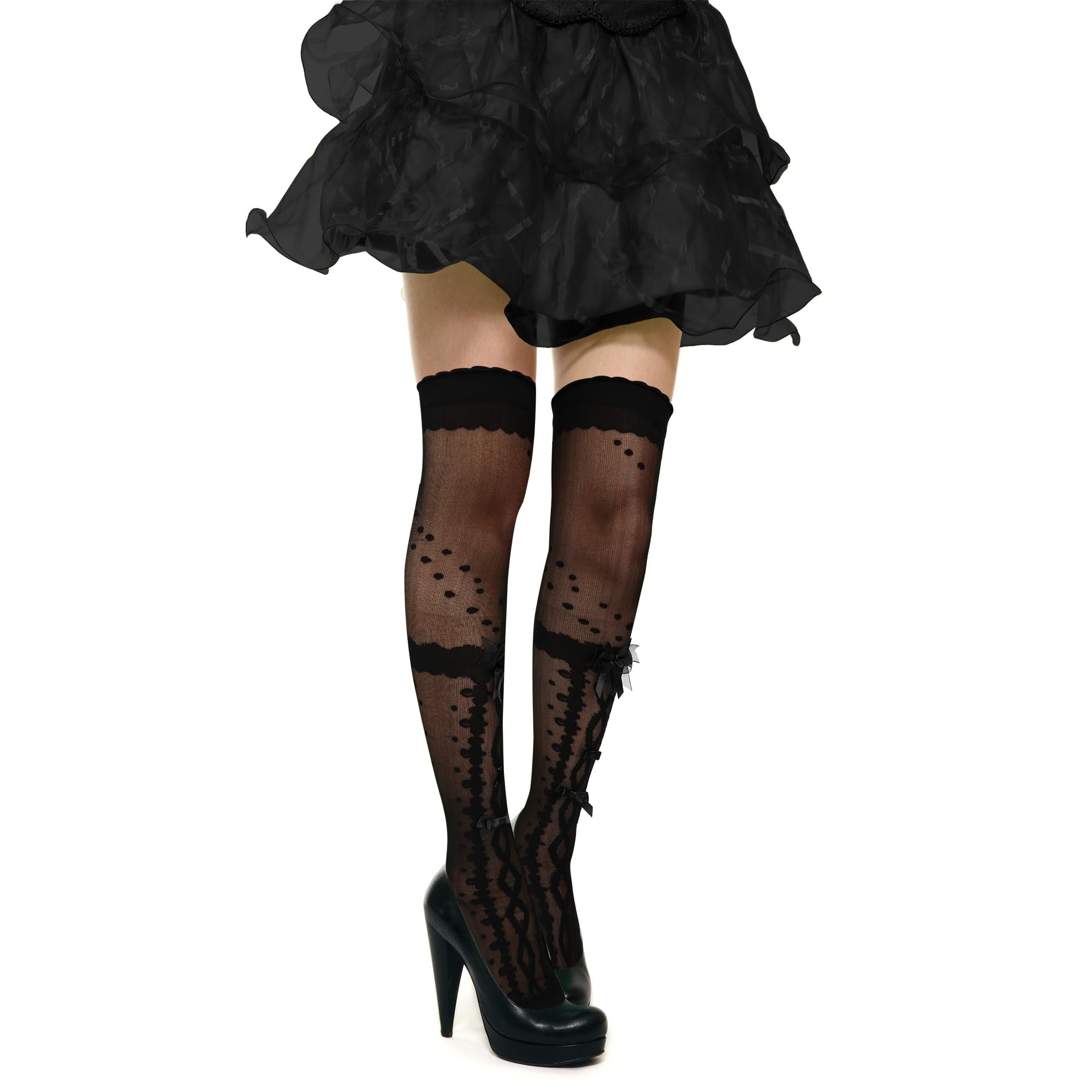 Benefeet Women's Lace Thigh High Socks - Sheer Over Knee High Stockings, Mesh Transparent Sexy Thigh Highs for Party, Cosplay & Fashion Outfits