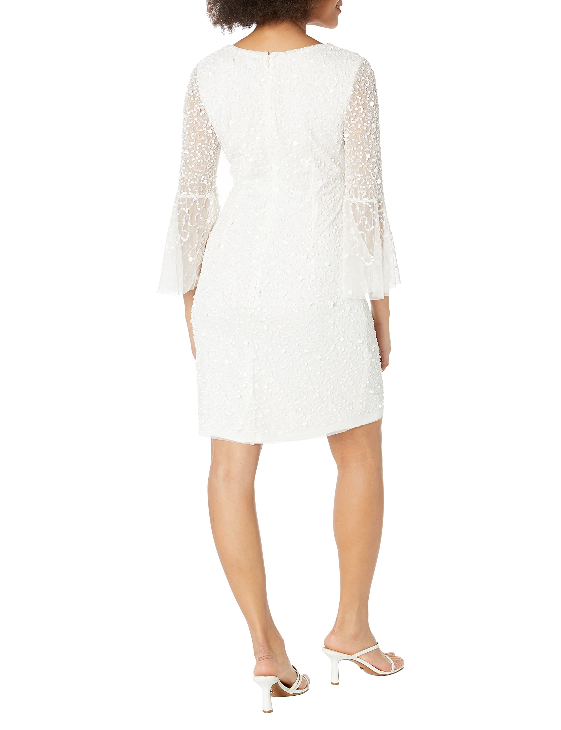 Adrianna Papell Women's Beaded Sequin Bell Sleeve Dress - Elegant Evening Gown for Parties, Weddings & Special Occasions