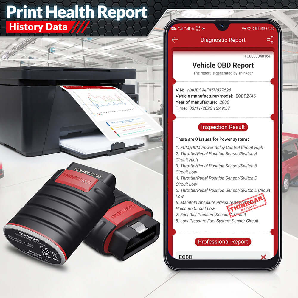 THINKCAR ThinkDiag Bluetooth OBD2 Scanner - Bidirectional Diagnostic Scan Tool for Car, Truck & SUV - Read & Clear Codes, Check Engine Light - Perfect for DIY Mechanics & Auto Repair Shops
