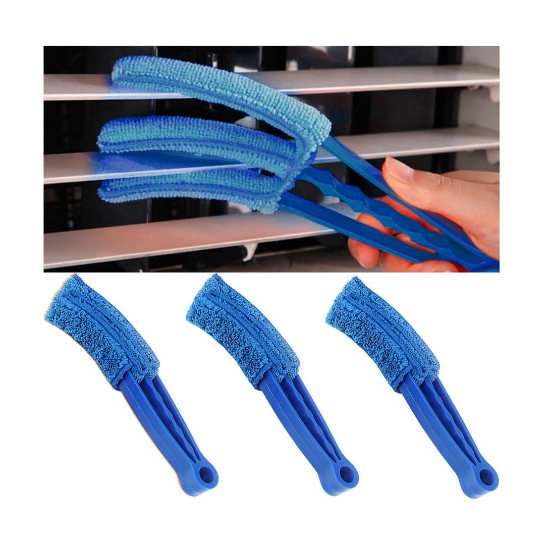 3PCS Mini Car Air Vent Duster & Brush Set - Universal Automotive AC Cleaner for Keyboard, Window, Shutter - Perfect for SUV, Truck, RV (Blue) - Ideal for Home, Office & Vehicle Interior Cleaning