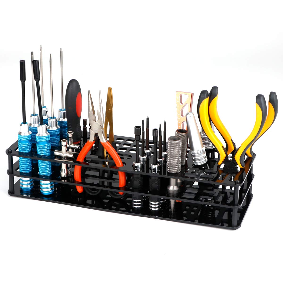 FPVERA 63 Hole Screwdriver Storage Rack - Hex & Cross Screwdriver Organizer for RC Tools Kit - Perfect for Workshop, Garage & DIY Tool Organization