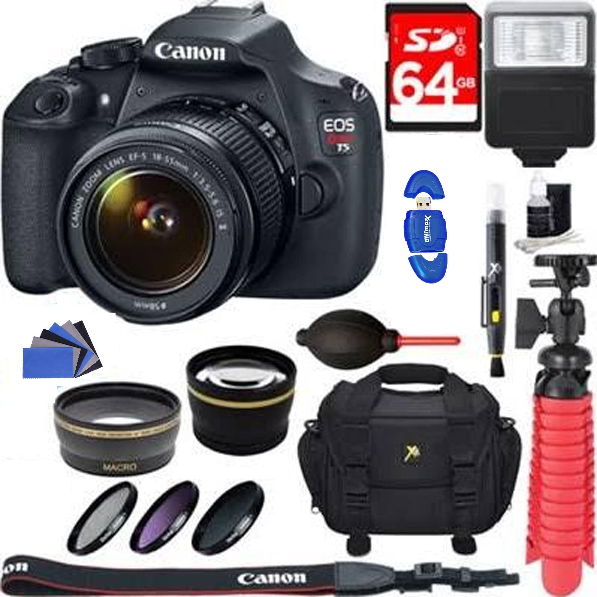 Canon EOS Rebel T5/2000D/4000D DSLR Camera with EF-S 18-55mm IS II Lens Kit - Professional Photography for Beginners, Travel & Family Portraits - Includes 32GB SD Card, Tripod & Cleaning Kit