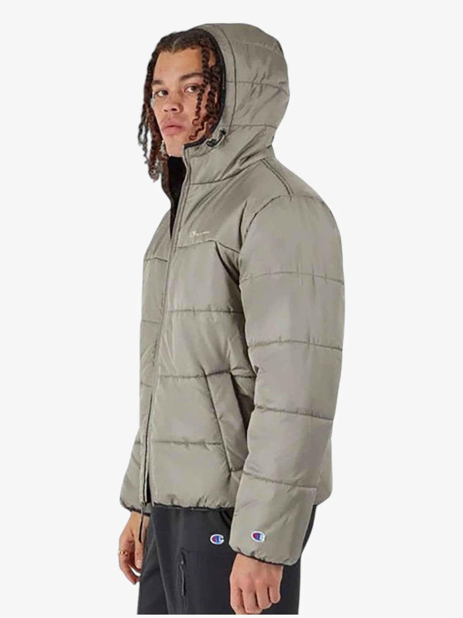 Champion Men's Puffer Jacket - Lightweight Warm Winter Coat, Water-Resistant, Hooded, Grey - Perfect for Outdoor Activities & Casual Wear