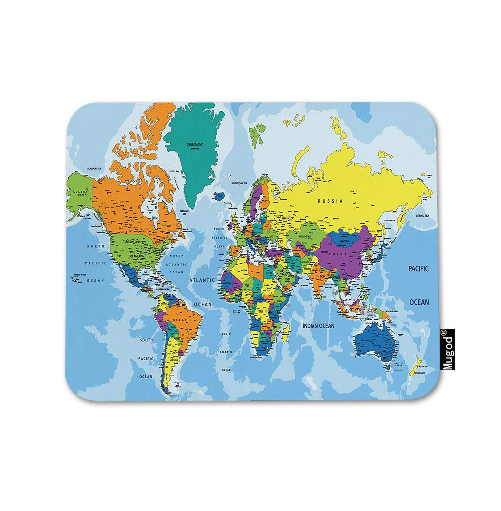 World Political Map Mouse Pad - Non-Slip Rubber Base Gaming Mouse Mat with Clearly Labeled Countries for PC, Laptop, Desk - Perfect for Office, Home & Gaming (9.5x7.9 Inch) - Great for Work, Study & Strategy Games