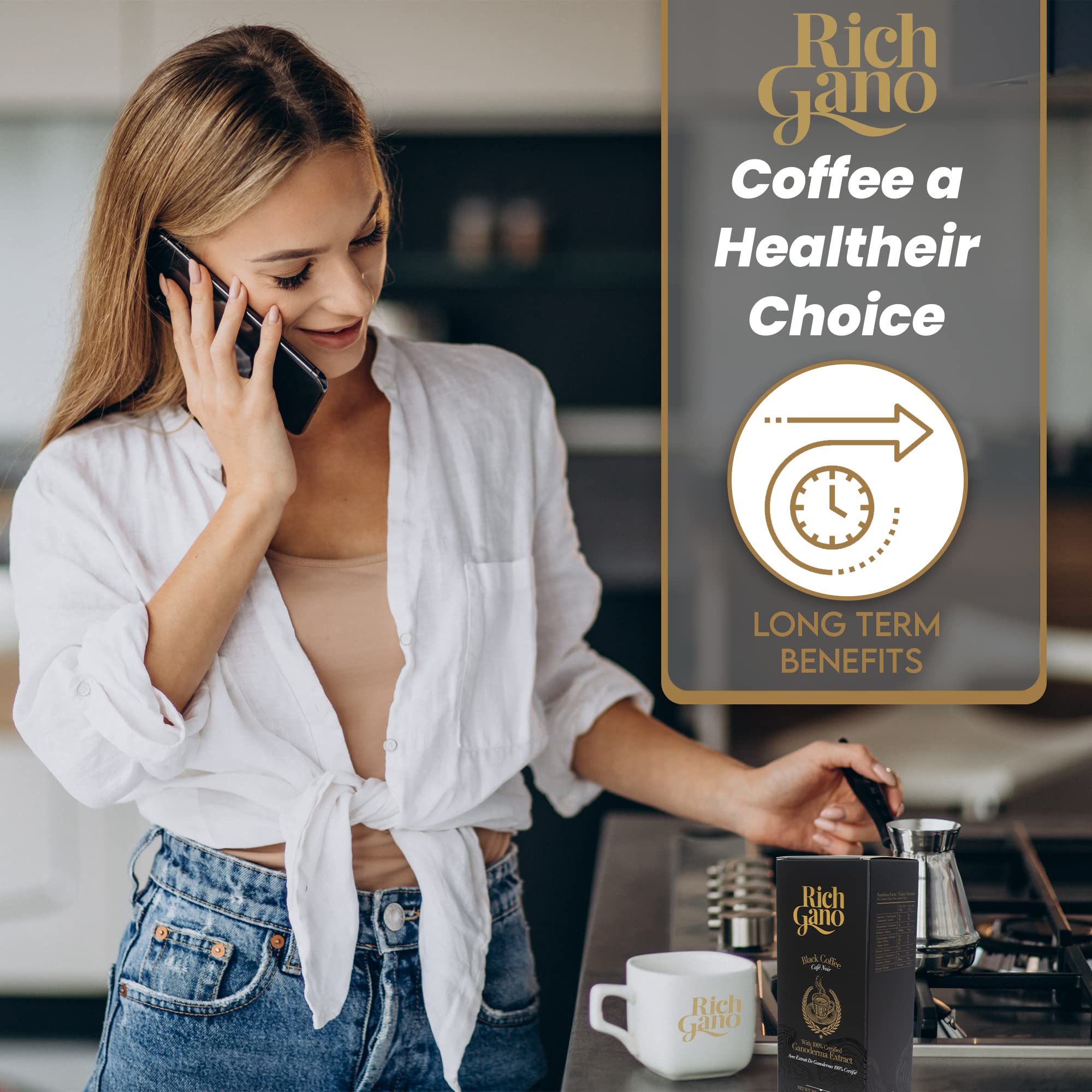 Organic Reishi Mushroom Coffee with Ganoderma Extract - 30 Single-Serve Packets - Vegan Instant Black Coffee for Immune Support & Energy - Zero Jitters, All Natural - Perfect for Morning Boost, Office Work & Wellness Routine