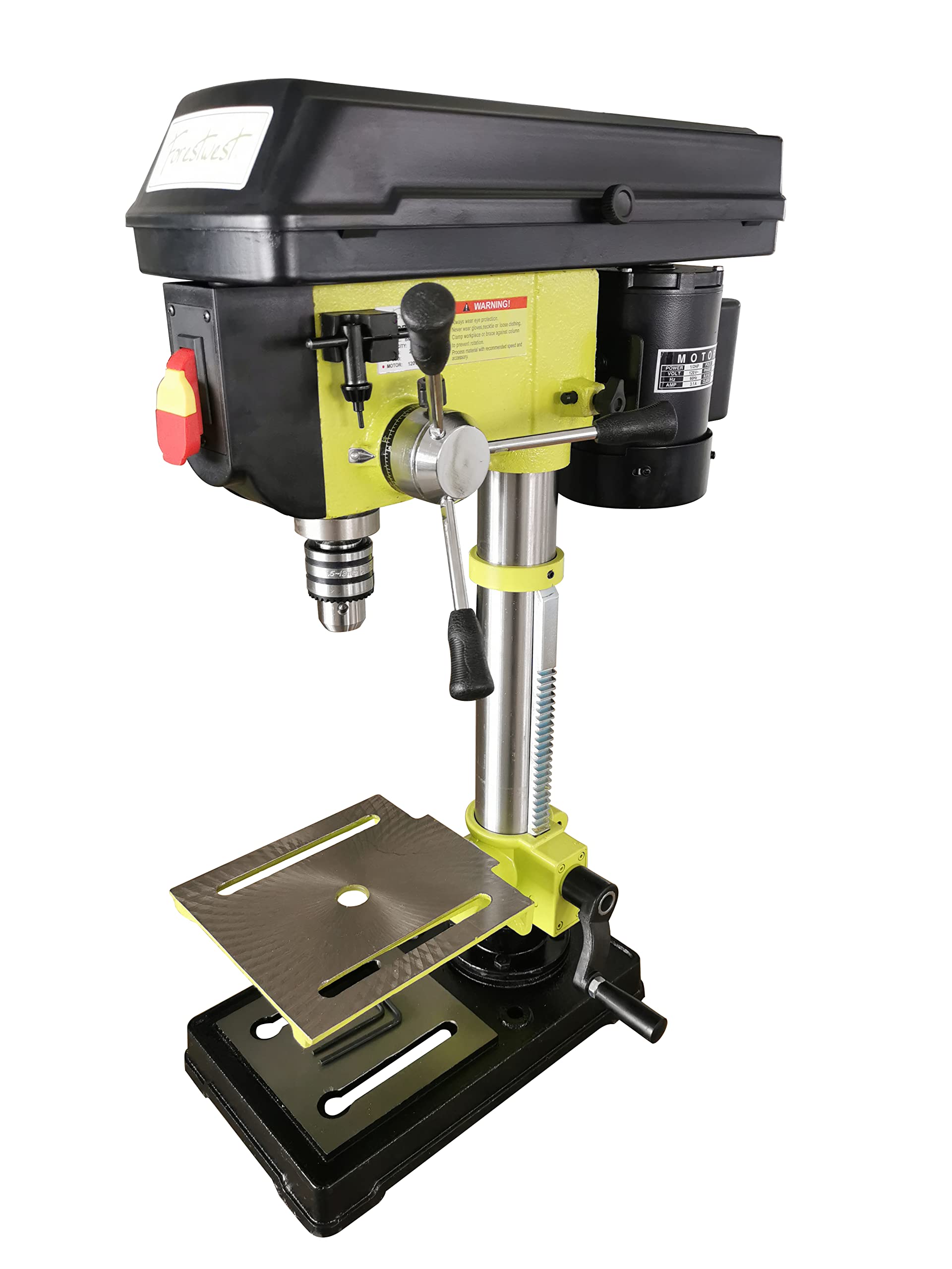 10-Inch Benchtop Drill Press 3.4 Amps 5-Speed with Laser Alignment & LED Light - Perfect for Woodworking, Metalworking, and DIY Home Projects