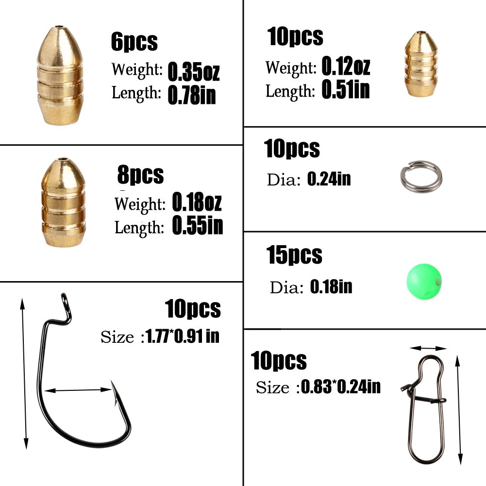 Sougayilang Brass Fishing Sinkers Set with Jig Hooks & Swivel Rings - Freshwater & Saltwater Bass Fishing Gear for Anglers - Perfect for Shore Fishing, Boat Fishing, and Ice Fishing Adventures