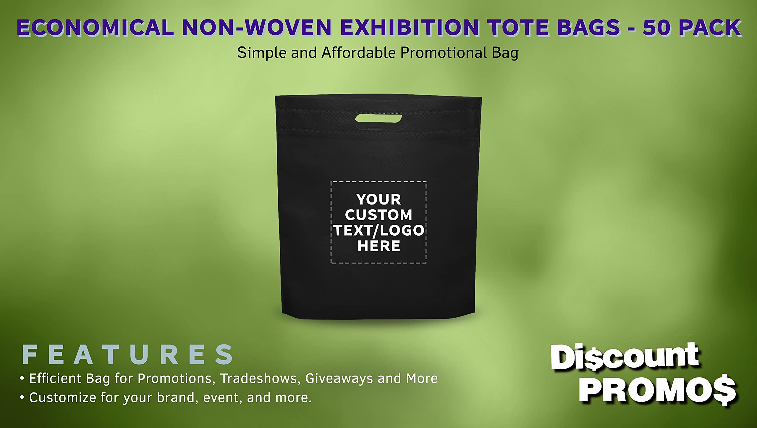50 Pack Customizable Non-Woven Tote Bags with Die-Cut Handles - Eco-Friendly, Reusable 15