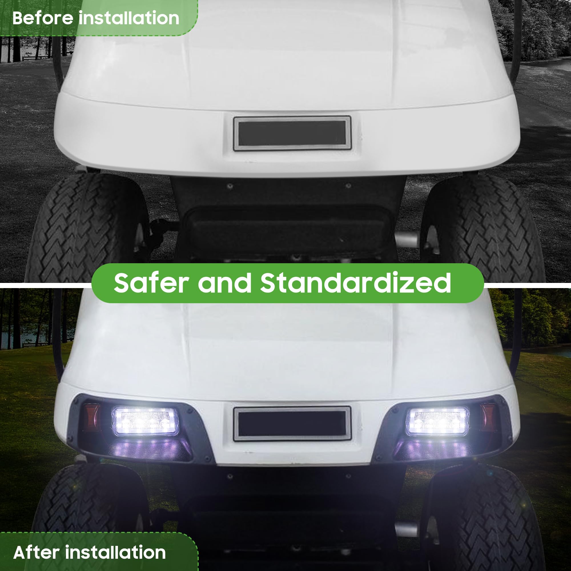EZGO TXT Golf Cart Headlight & Tail Light Kit 10L0L for 1996-2013 Models - 12V Street Legal Lighting with Turn Signal Wiring Harness - Perfect for Night Driving & Neighborhood Cruising