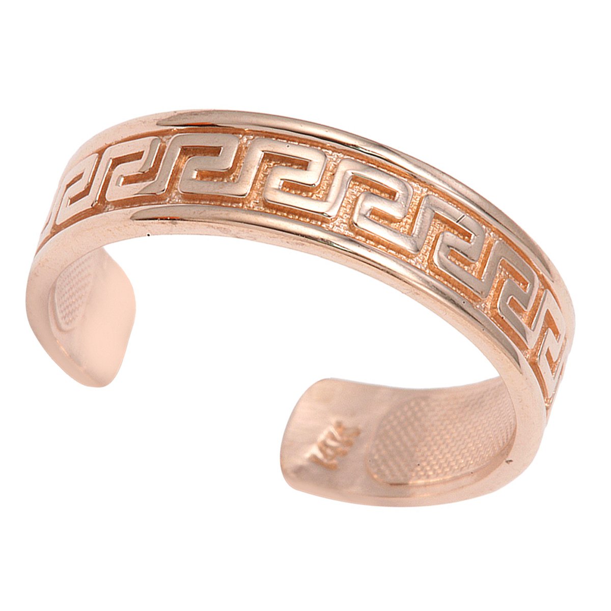 10k Rose Gold Adjustable Greek Key Mid Knuckle Ring for Women - Elegant Stackable Jewelry for Everyday Wear, Date Nights & Special Occasions