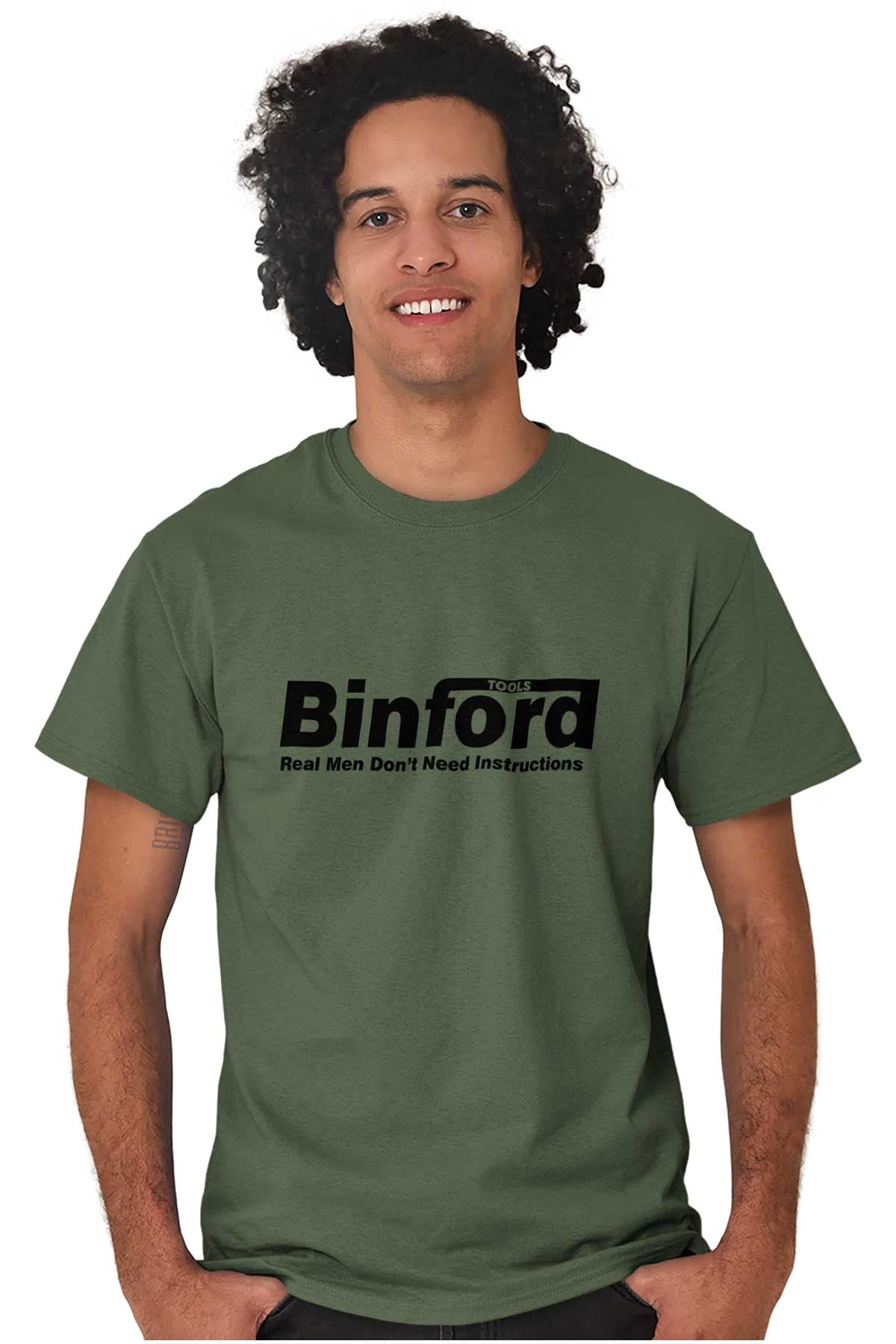 Binford Tools Real Men No Instruction Graphic T-Shirt for Men & Women - Funny Workwear & DIY Enthusiast Apparel