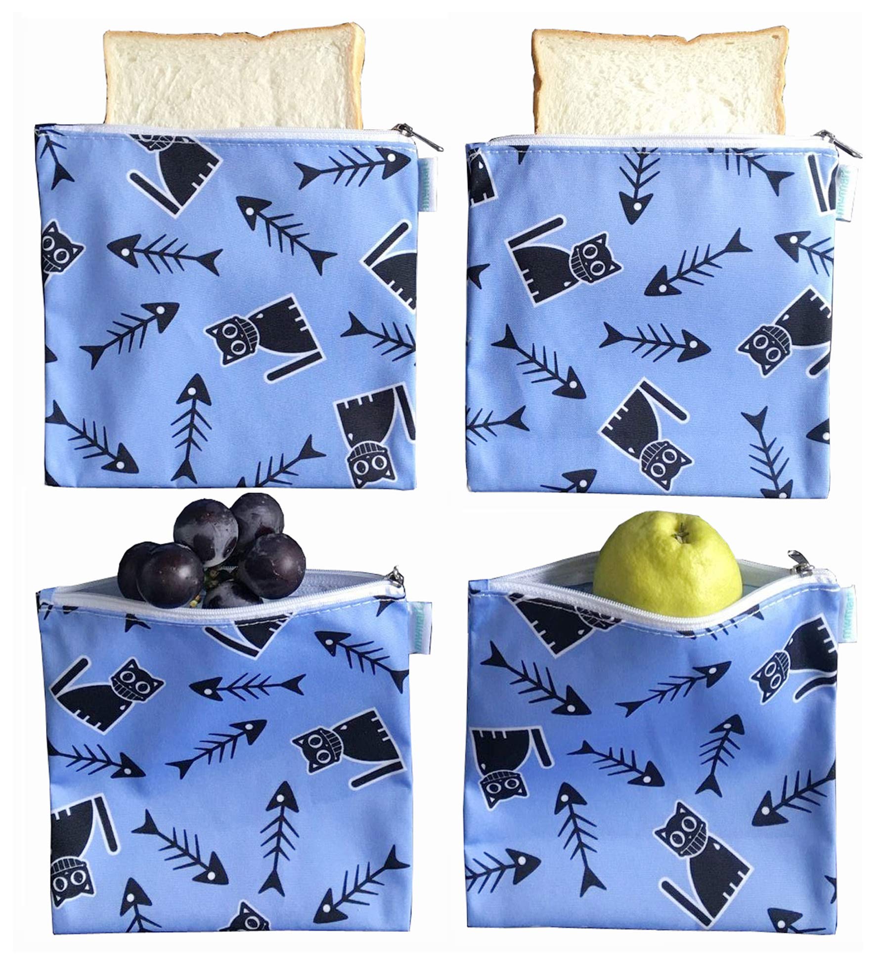 Eco-Friendly Reusable Snack Bags - 4 Pack Washable Sandwich Bags for Kids & Adults | BPA-Free, Lead-Free, PVC-Free Food Storage | Perfect for School Lunches, Picnics & Travel