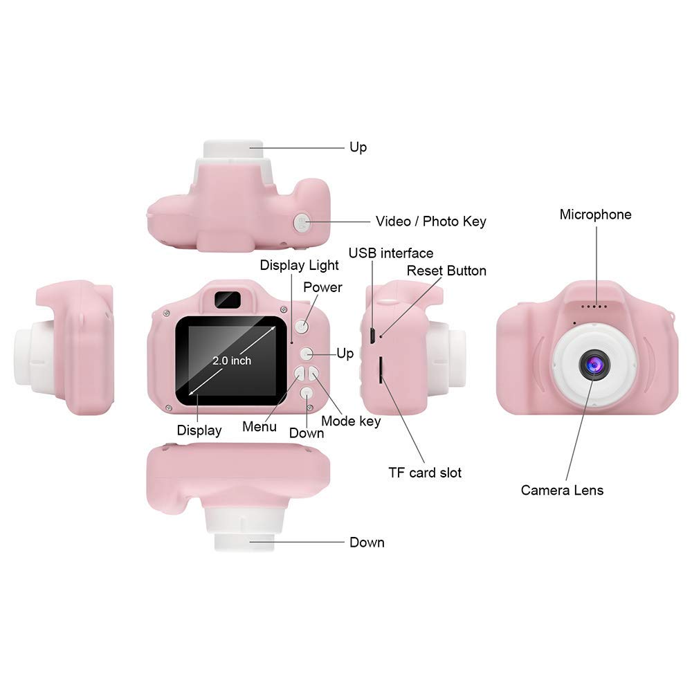 Kids Digital Camera for Toddlers 3-8 Years Old - Rechargeable Shockproof Video Camcorder with 32GB Memory Card - Perfect Birthday Gift for Boys & Girls (Pink) - Great for Outdoor Adventures, Family Trips and First Photography Experience