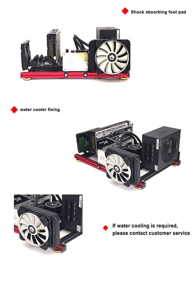 Open Frame PC Case for ITX, MATX & ATX - Horizontal Computer Chassis Rack with Aluminum Bracket & ATX Power Supply Support | Perfect for DIY Desktop Builds, Home Office & Gaming Setups