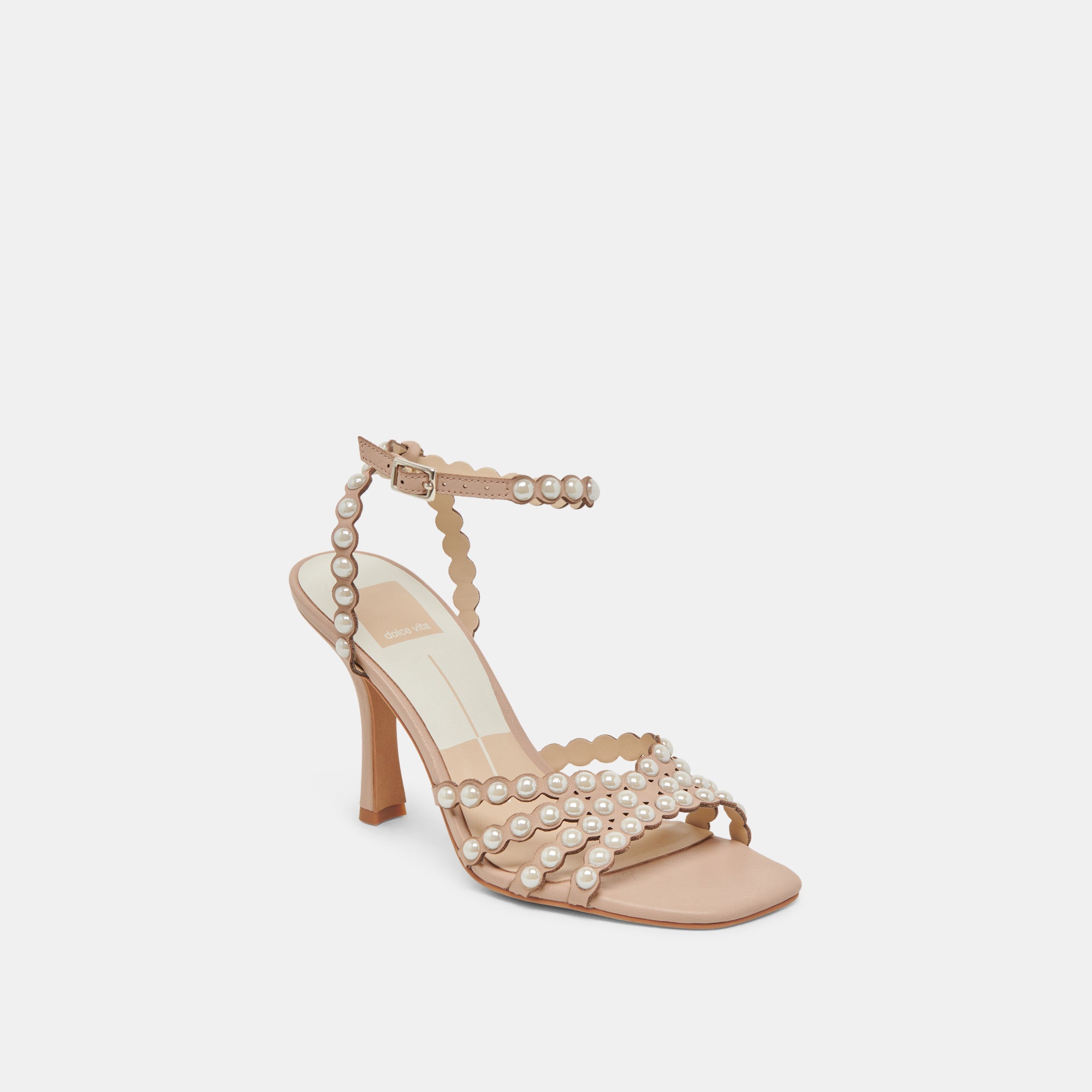HELLEN PEARL HEELS Light Blush Leather Women's Shoes - Elegant High Heels for Parties, Weddings & Special Occasions