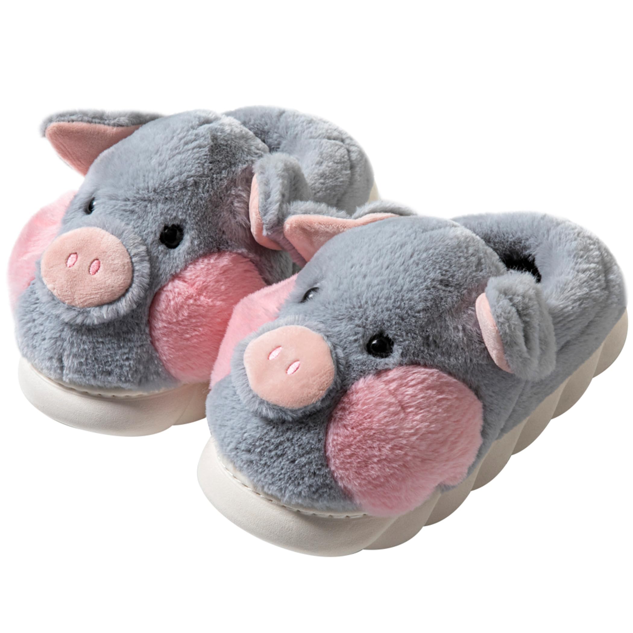 YILANLAN Cozy Adult Cotton Pig Slippers - Soft Plush Animal House Shoes for Women & Men - Perfect for Home, Lounge & Indoor Comfort