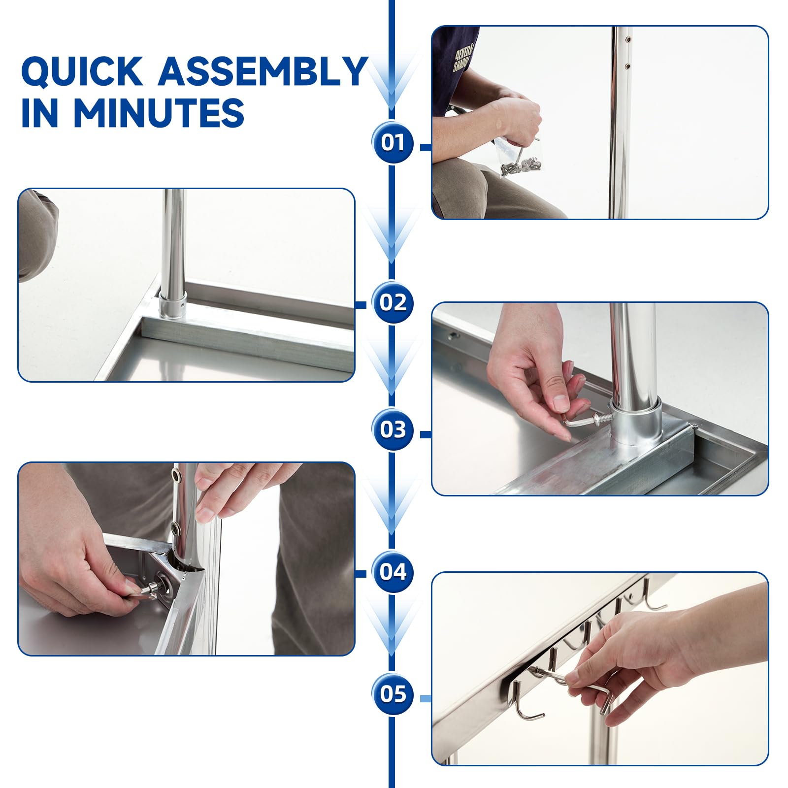 30x18x33 Inch NSF Certified Stainless Steel Prep Table - Heavy Duty Commercial Kitchen Work Table for Restaurant, Home & Food Prep - Perfect for Small Spaces & Kitchen Expansion