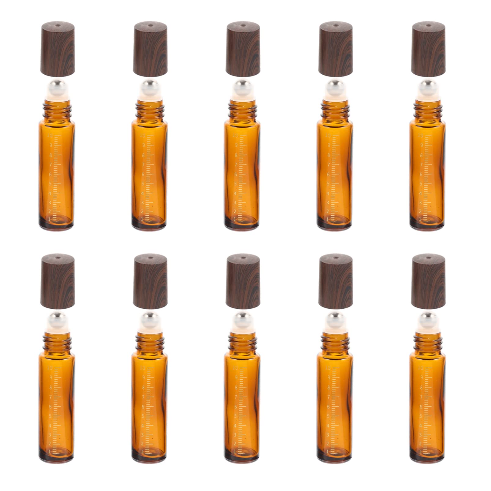 10pcs 10ml Refillable Essential Oil Roller Bottles with Dropper - Empty Perfume Bottles for Aromatherapy, DIY Blends & Travel Size Oils - Perfect for Home Spa, Yoga & On-the-Go Relaxation